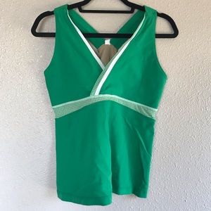 Lululemon Tank, Built-In Bra, Size 14 (Green)